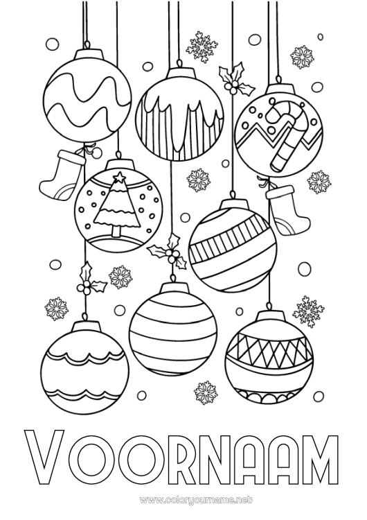 Kleurplaat om af te drukken Kerstbal Kerstversiering