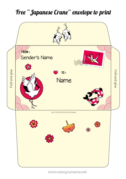 Coloring page to print Japan Envelope Envelope to print Christmas Elf Trip Envelope for the Christmas Elf's Mail