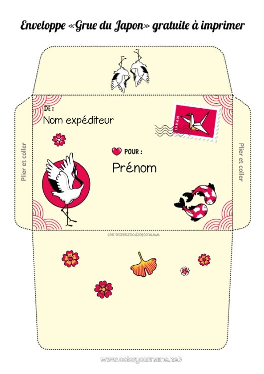 Coloriage à imprimer Japon Enveloppe Enveloppe à imprimer Voyage de lutin farceur Enveloppe pour courrier du lutin farceur de Noël
