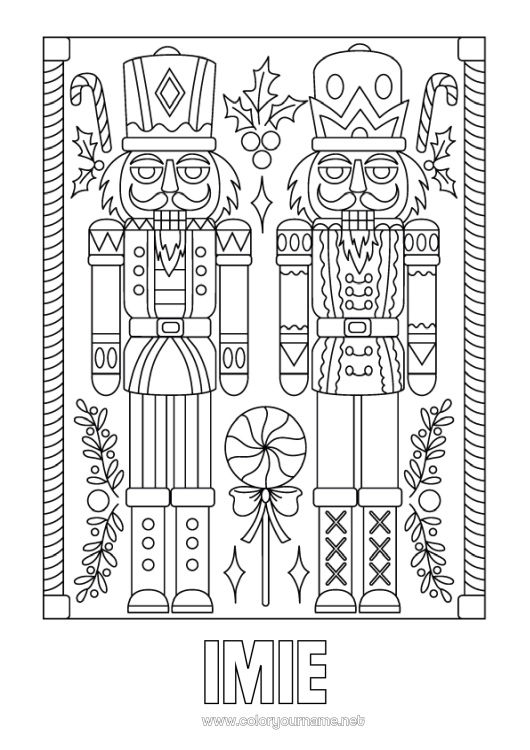 Kolorowanka do wydruku Boże Narodzenie Cukierki z jęczmienia Słodkości, łakocie Gry i zabawki Słodka laska Dziadek do orzechów