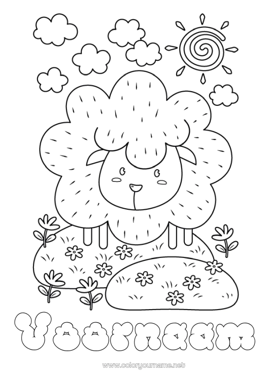 Kleurplaat om af te drukken Schaap Dier Boerderijdieren