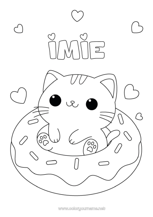 Kolorowanka do wydruku Kot Uroczy Pączki Psy i koty