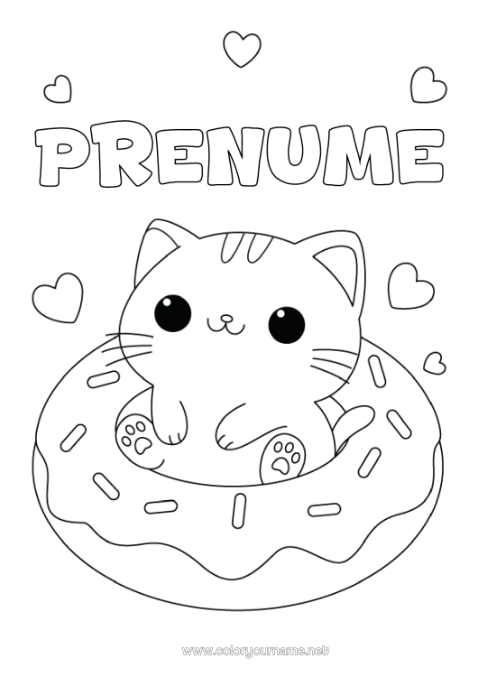 Pagină de colorat de imprimat Pisică Drăguț Gogoși Câini și pisici