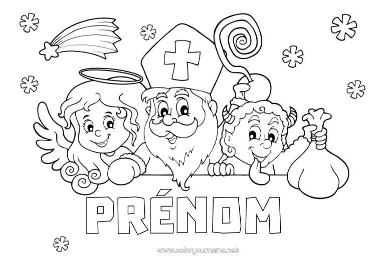 Coloriage à imprimer Ange Krampus Saint Nicolas