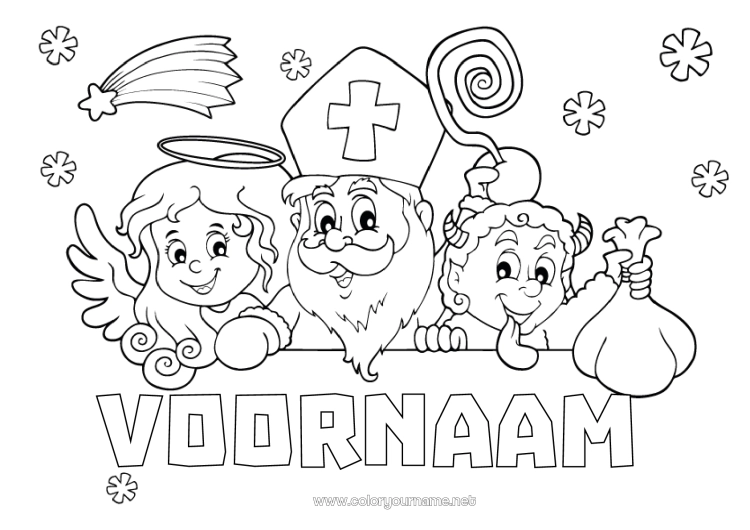 Kleurplaat om af te drukken Engel Krampus Sinterklaas