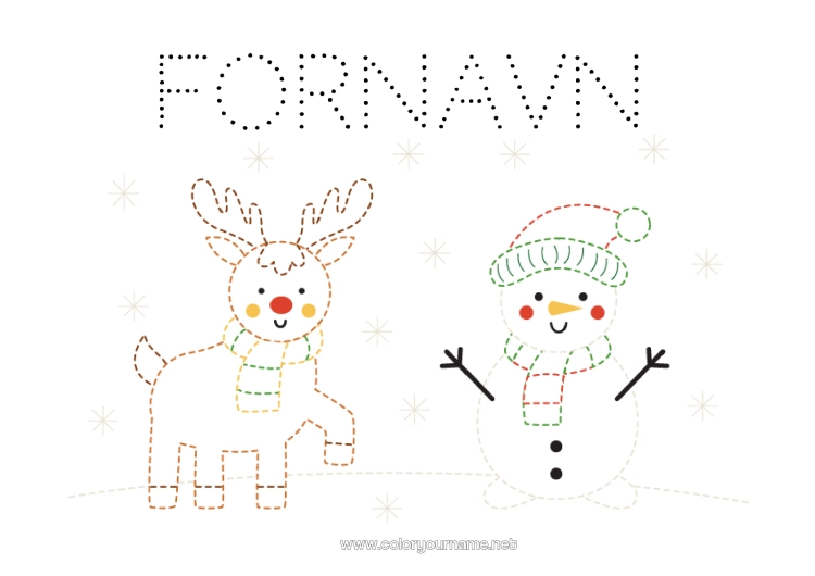 Fargeleggingssiden til utskrift Reinsdyr Snømann Barnaktiviteter Dyr Enkle fargelegginger Tegn og farglegg Skogsdyr Hjort Skjerf