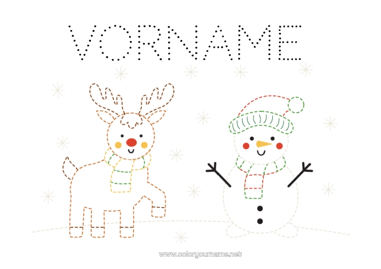 Malvorlage zum Ausdrucken Rentier Schneemann Kinderaktivitäten Tier Einfache Ausmalbilder Spur und Male Waldtiere Hirsch Schal