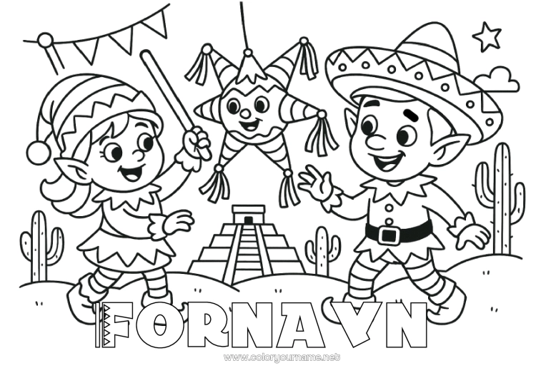 Fargeleggingssiden til utskrift Fargelegging av nisser Mexico Julealvens reise Flere rampenisser