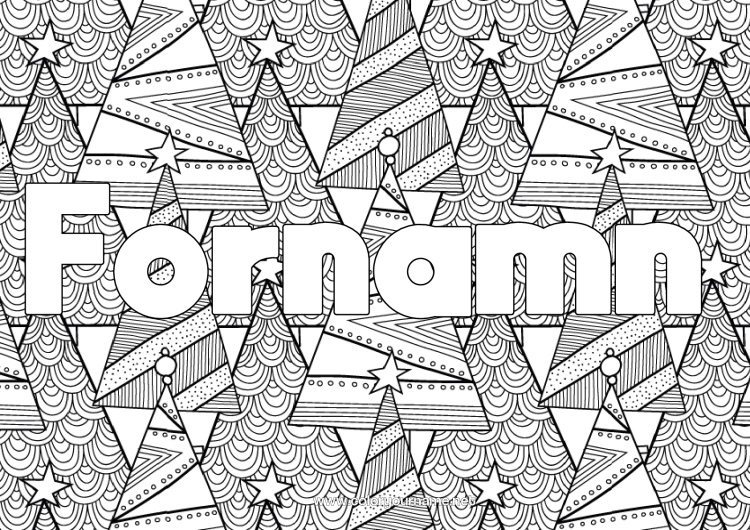 Färgläggningssida att skriva ut Julgran Doodle Zentangle Gran Dekorativ bakgrund