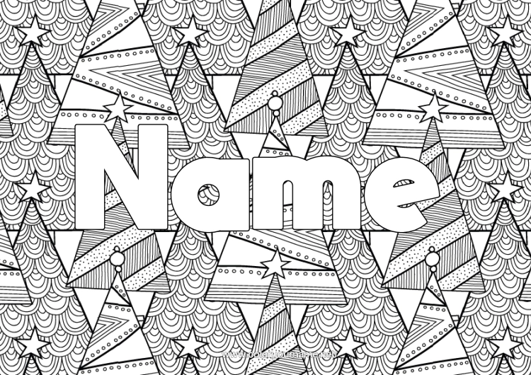 Colouring page to print Christmas Tree Doodle Zentangle Fir Tree Decorative Background