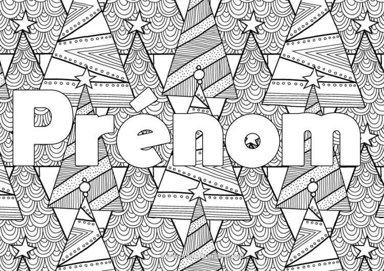 Coloriage à imprimer Sapin de Noël Doodle Zentangle Sapin Fond décoratif