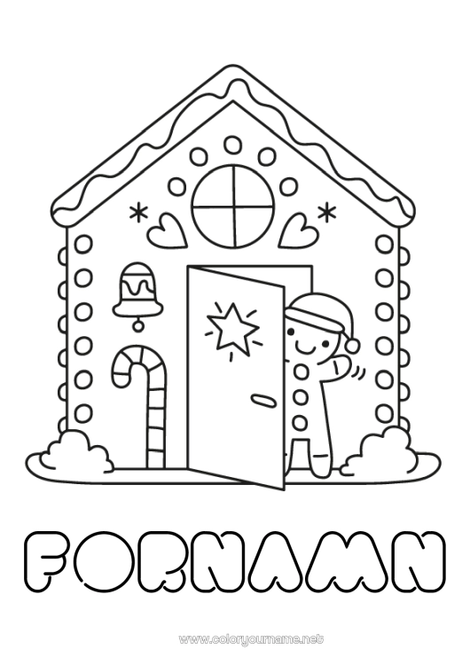 Färgläggningssida att skriva ut Jul Pepparkaka Hem Lätta målarbilder