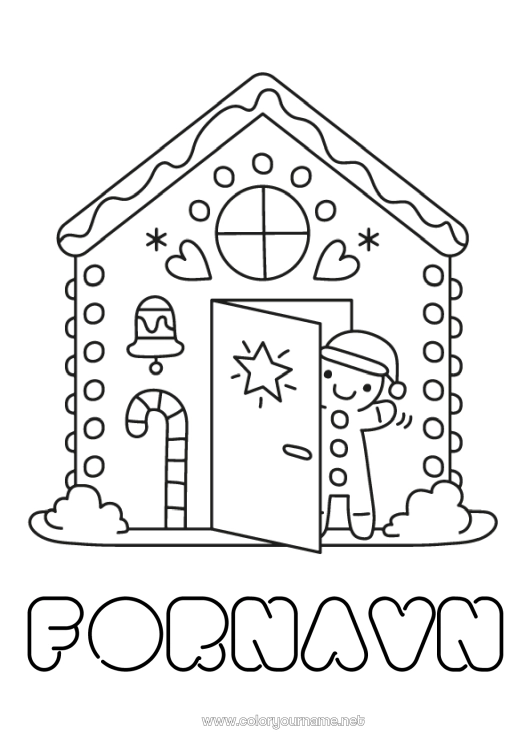 Fargeleggingssiden til utskrift Jul Pepperkake Hus Enkle fargelegginger