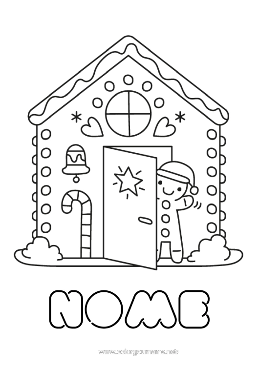Página de desenho para imprimir Natal Pão de Gengibre Casa Desenhos para colorir fáceis