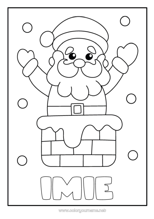 Kolorowanka do wydruku śnieg Święty Mikołaj Kominek Łatwe kolorowanki