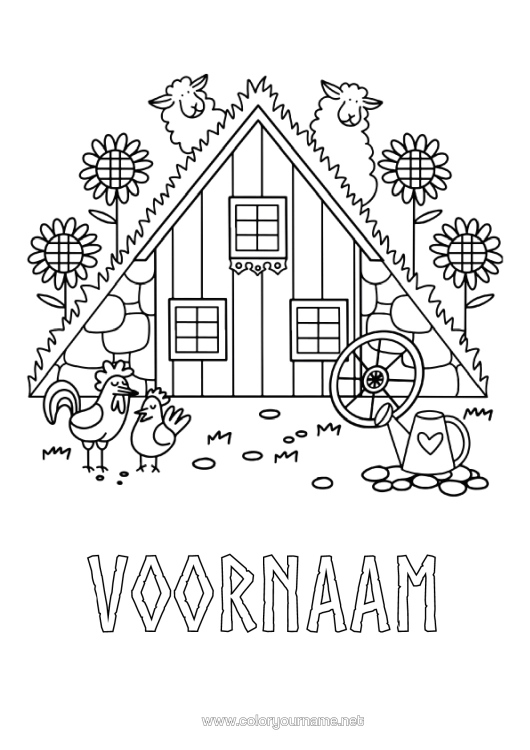 Kleurplaat om af te drukken Haan Huis Boerderijdieren Zweden Denemarken Noorwegen