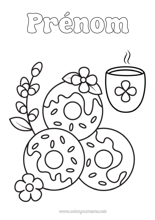 Coloriage à imprimer Donuts Café Boisson