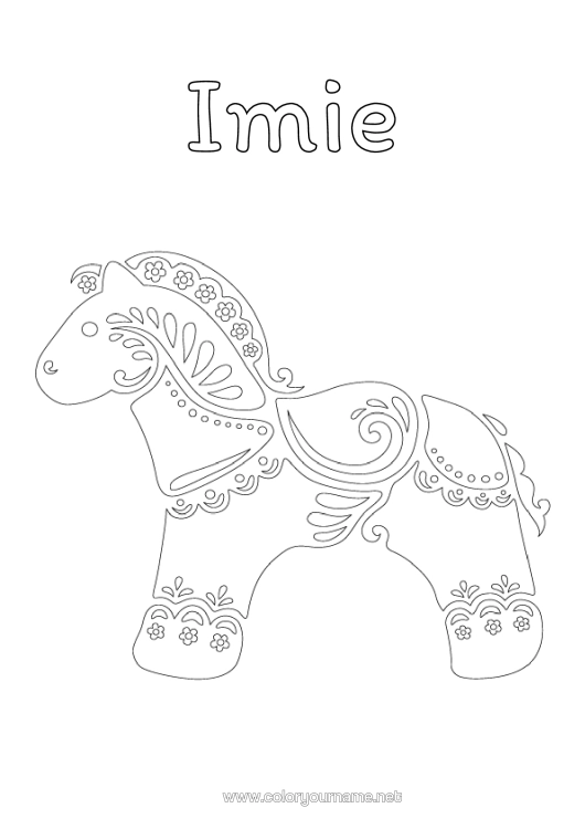 Kolorowanka do wydruku Szwecja Koń Dalekarliński