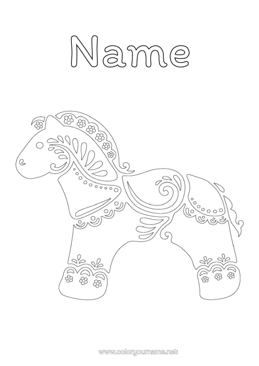 Colouring page to print Sweden Dalahäst