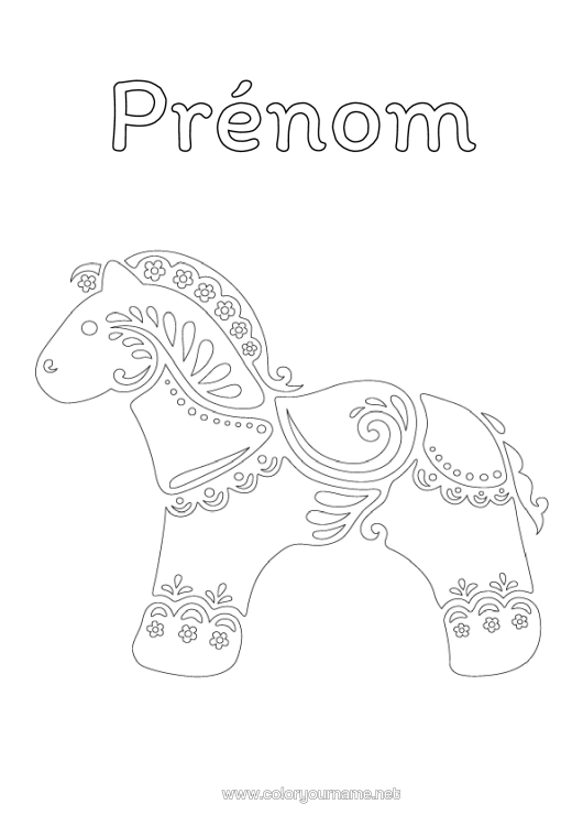 Coloriage à imprimer Suède Cheval De Dalécarlie