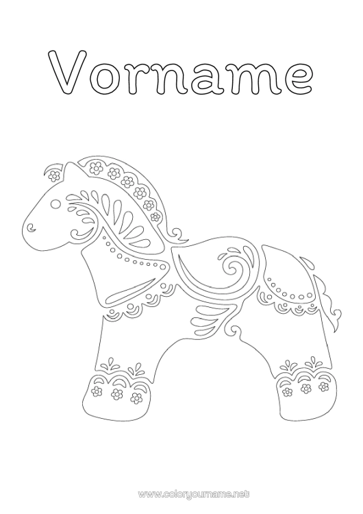 Malvorlage zum Ausdrucken Schweden Dala-Pferd