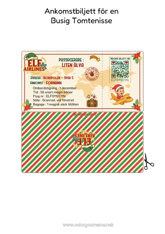 Färgläggningssida att skriva ut Julnissar Brev Från Busiga Tomtar Biljett Tomtens Ankomstbrev En Enda Busig Tomte Lutin Farceur Id-Papper