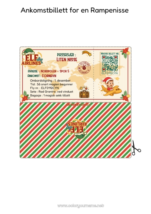 Fargeleggingssiden til utskrift Julealver Brev Fra Rampete Nisser Billett Ankomstbrev Fra Nissen En Eneste Rampete Nisse Lutin Farceur Identitetsdokumenter