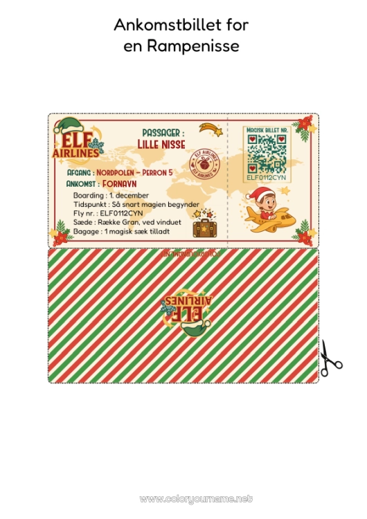 Farvelægningssiden til udskrivning Jule-Nisser Brev Fra Drillesyge Nisser Billet Ankomstbrev Fra Nissen En Enkelt Drille-Nisse Lille Drille's Id-Papirer