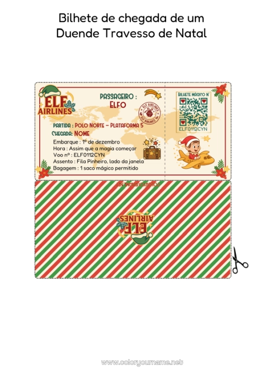Página de desenho para imprimir Elfo De Natal Cartas De Duendes Travessos Bilhete Carta De Chegada Do Duende Um Único Duende Travesso Documentos De Identidade Do Duende Travesso