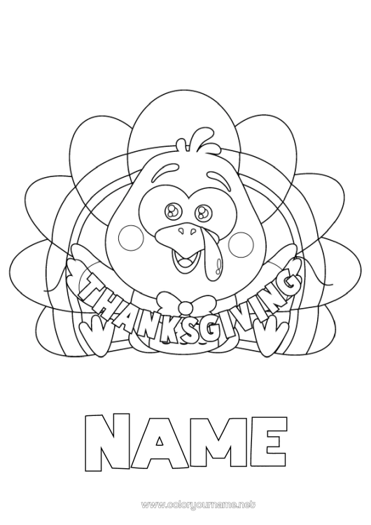 Coloring page to print Thanksgiving Thanksgiving turkey