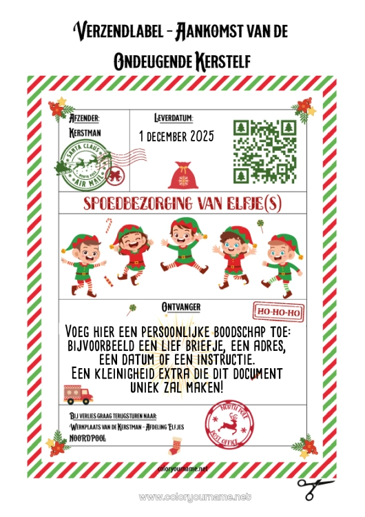 Kleurplaat om af te drukken Brieven Van Ondeugende Elfjes Elf Aankomstbrief Elf Verzendlabel