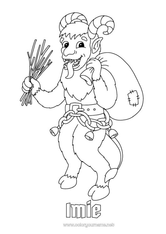 Kolorowanka do wydruku Krampus Święty Mikołaj