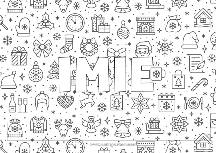 Kolorowanka do wydruku Prezenty Święty Mikołaj Boże Narodzenie Kominek Zwierzęta leśne Choinka Jeleń Tło dekoracyjne