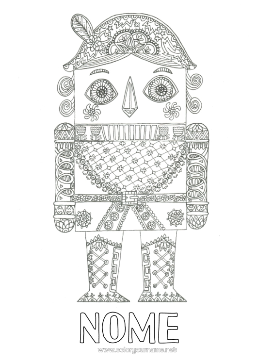 Pagina da colorare da stampare Scarabocchio Colorazioni complesse Giochi e giocattoli Schiaccianoci