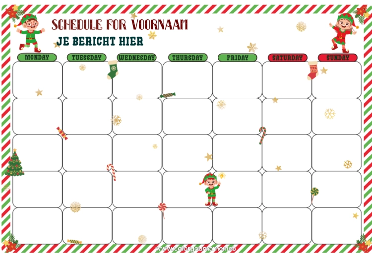 Kleurplaat om af te drukken Kerstelf Kerstelf Opdracht Adventskalender Kalenders en planners Stoute Kerstelf Ideeën