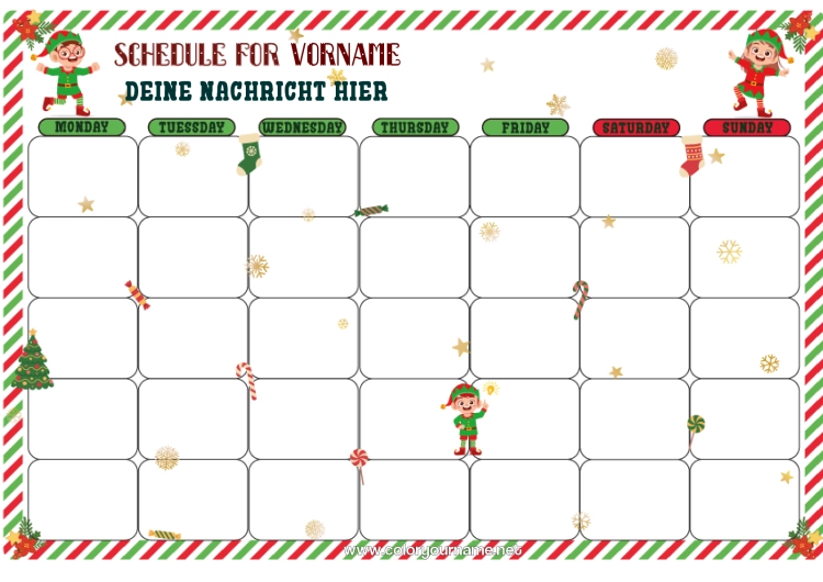 Malvorlage zum Ausdrucken Weihnachtself Wichtel-Missionen Adventskalender Kalender und Planer Wichtel-Streiche und Ideen