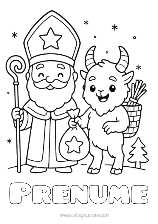 Pagină de colorat de imprimat Drăguț Krampus Moș Nicolae