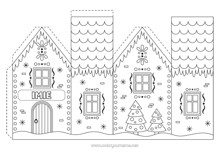 Kolorowanka do wydruku Piernik Aktywności Dla Dzieci Dom Choinka Wycinanki Dla Dzieci Zabawka Z Papieru