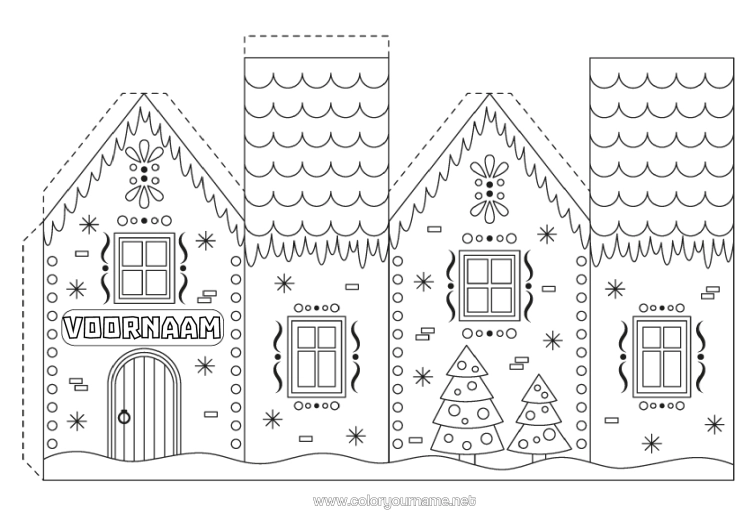 Kleurplaat om af te drukken Peperkoek Activiteiten Voor Kinderen Huis Kerstboom Knipwerk Voor Kinderen Papieren Speelgoed