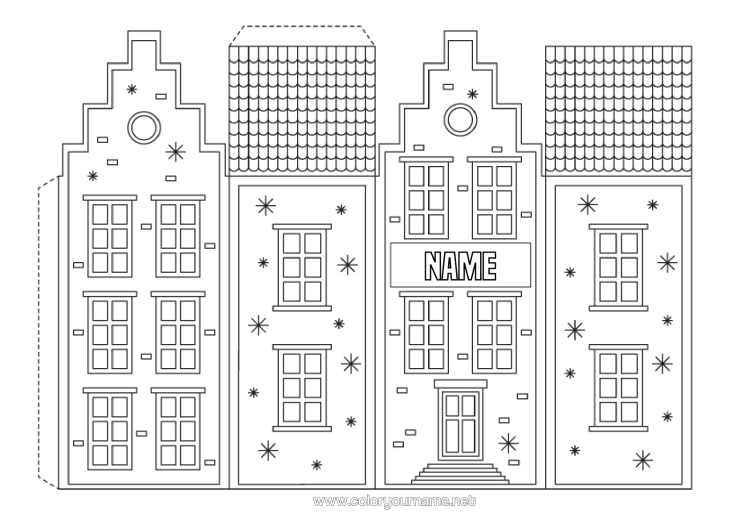 Colouring page to print Children's Activities House Netherlands Cutting Out For Children Paper Toy