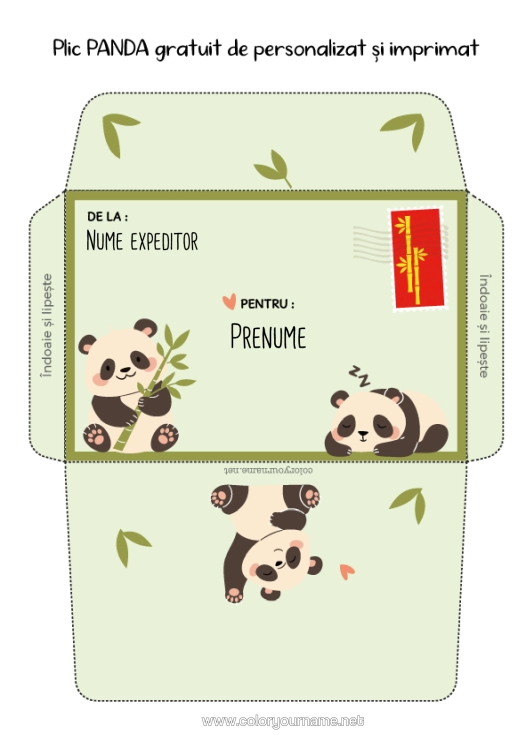 Pagină de colorat de imprimat Panda Plic China - China Alte Animale Din Lume Plic De Imprimat Călătoria Elfului De Crăciun Plic Pentru Scrisoarea Lui Moș Crăciun