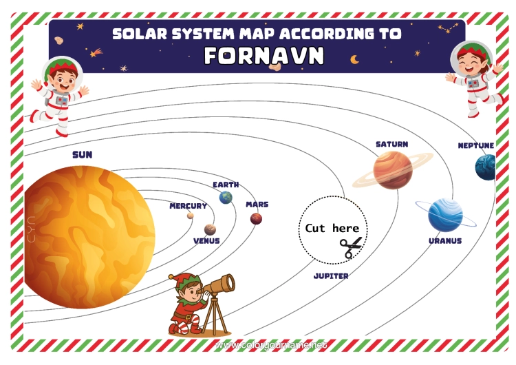 Fargeleggingssiden til utskrift Julealver Planeter Og Solsystemet Astronomi Lurerier Fra Lurendreieren