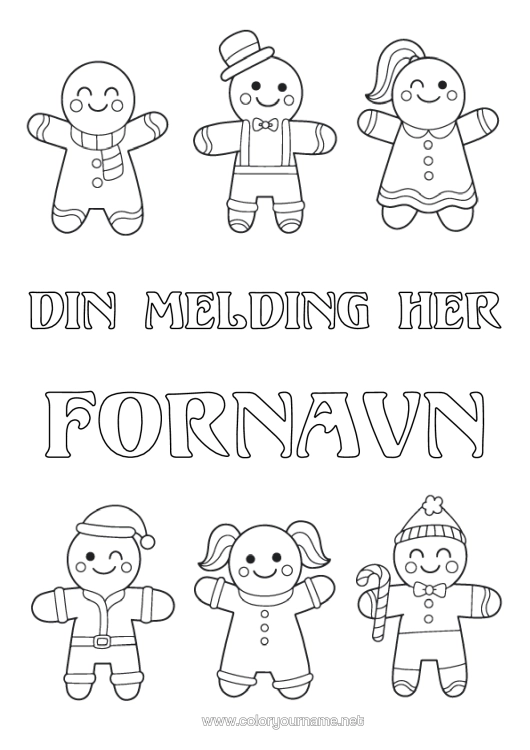 Fargeleggingssiden til utskrift Pepperkake Enkle Fargelegginger