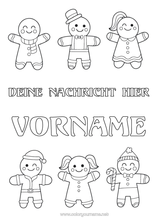 Malvorlage zum Ausdrucken Lebkuchen Einfache Ausmalbilder