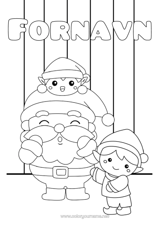 Farvelægningssiden til udskrivning Julemanden Jule-Nisser