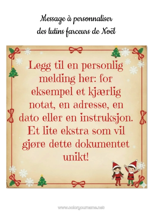 Fargeleggingssiden til utskrift Julealver Julelittens Oppdrag Brev Fra Rampete Nisser Skilt Lurerier Fra Lurendreieren Flere Rampenisser