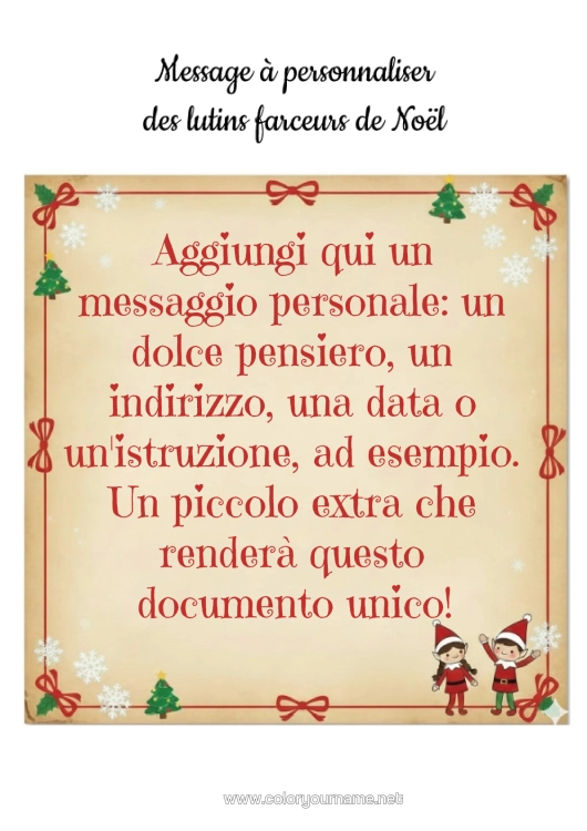 Pagina da colorare da stampare Elfo Di Natale Missione Dell'elf Di Natale Lettere Di Elfi Scherzosi Cartello Scherzi E Idee Per Elfi Di Natale Diversi Elfi Birichini