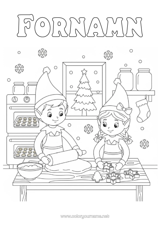 Färgläggningssida att skriva ut Julnissar Pepparkaka Tomtefärgläggningar Kök