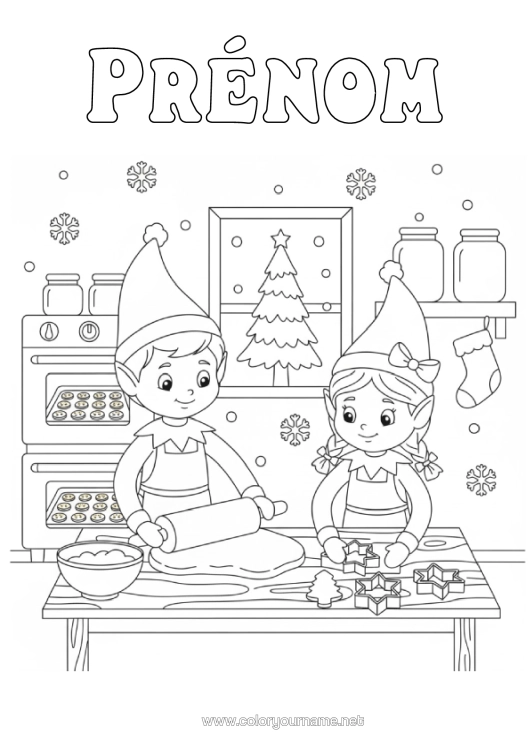 Coloriage à imprimer Lutins De Noël Pain D'épices Coloriages Lutins Cuisine