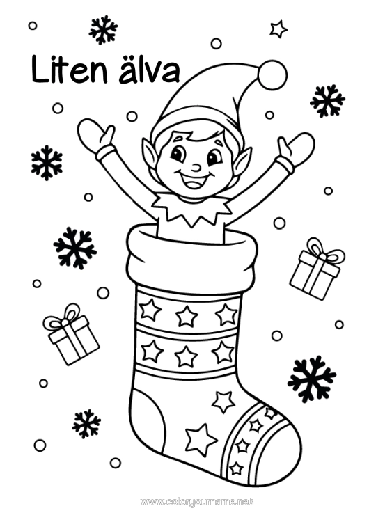 Färgläggningssida att skriva ut Julnissar Tomtefärgläggningar Julstrumpa Luriga Påhitt Av Busiga Lurven Ritningar På Fönstren